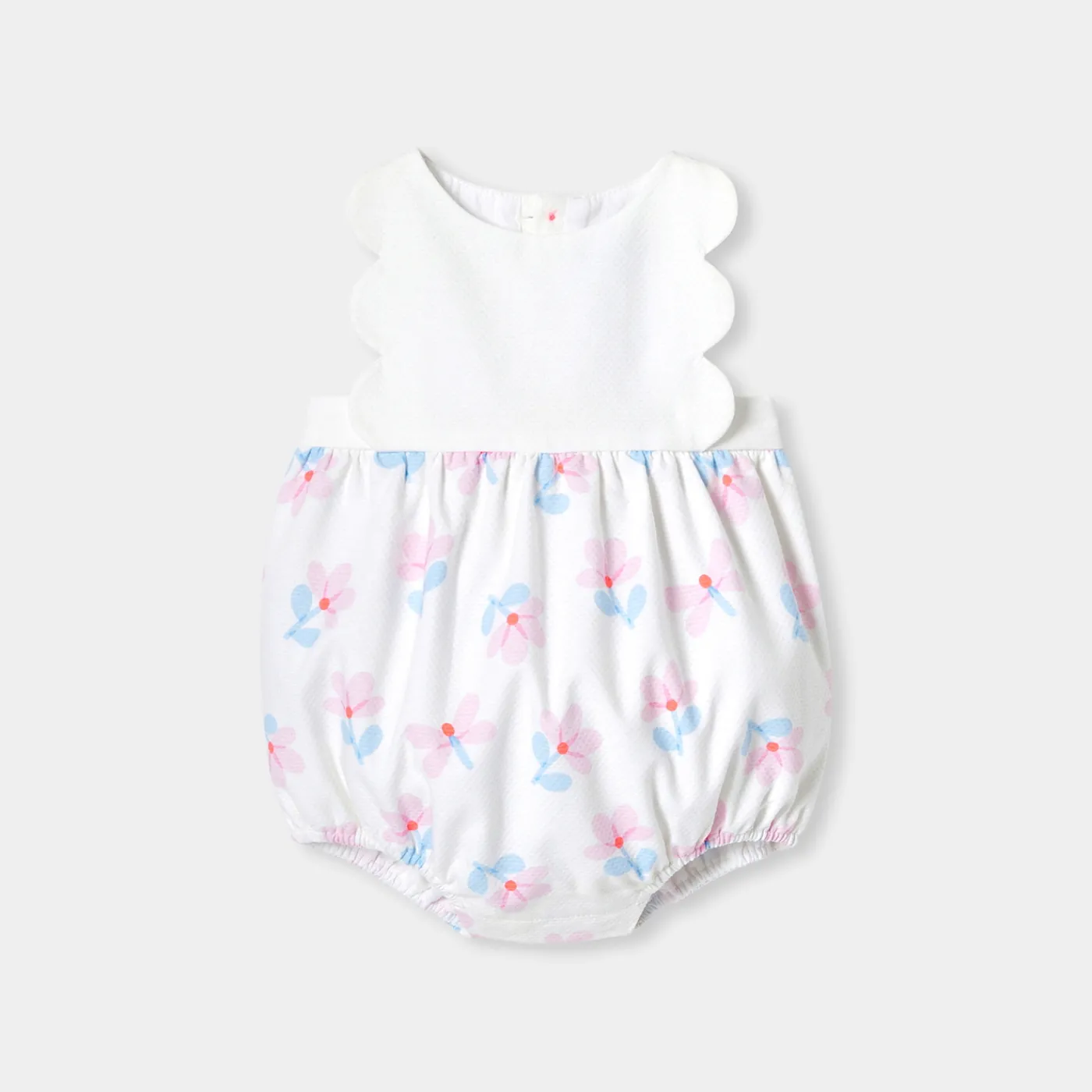 Jacadi Barboteuse bébé fille en piqué de coton - lore BLANC/MULTICO Discount