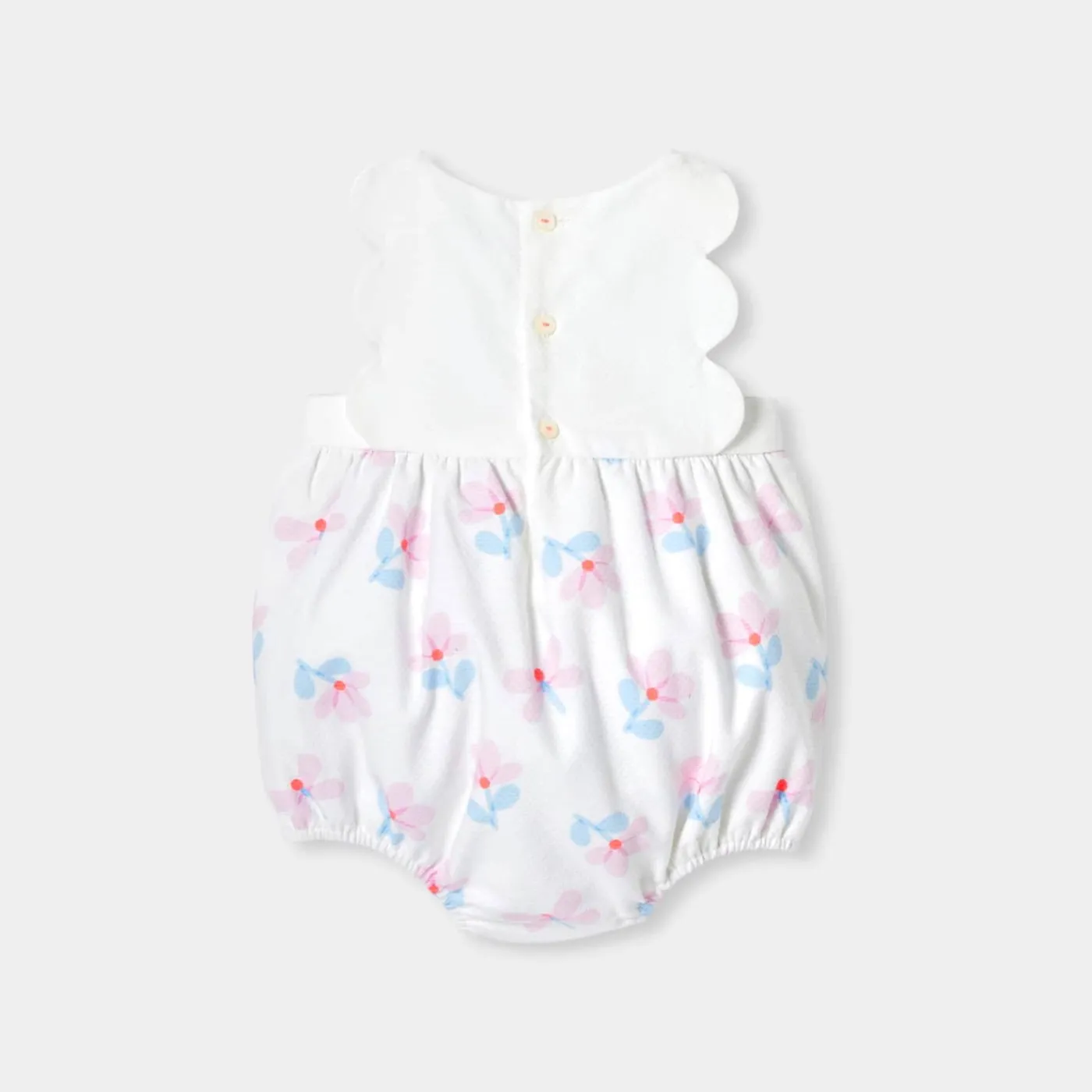 Jacadi Barboteuse bébé fille en piqué de coton - lore BLANC/MULTICO Discount