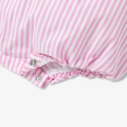 Jacadi Barboteuse bébé fille en popeline rayée - BLANC/ROSE Hot