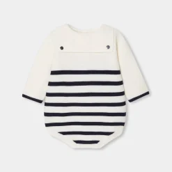 Jacadi Barboteuse bébé Mon premier - BLANC/MARINE Discount