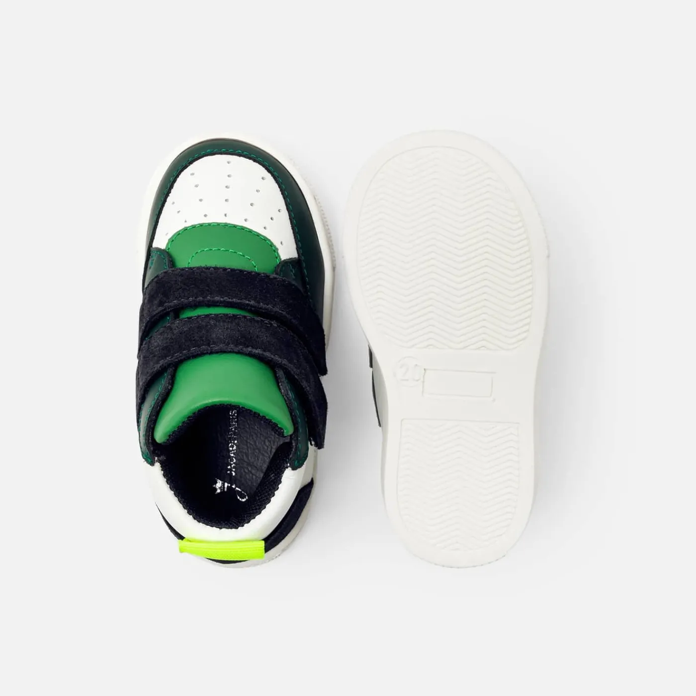 Jacadi Baskets montantes bébé garçon - BLANC/VERT Discount