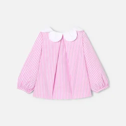 Jacadi Blouse bébé fille rayée - BLANC/ROSE Discount
