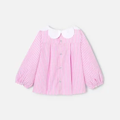 Jacadi Blouse bébé fille rayée - BLANC/ROSE Discount