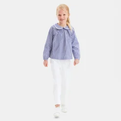 Jacadi Blouse en popeline enfant fille - BLANC/BLEU Sale