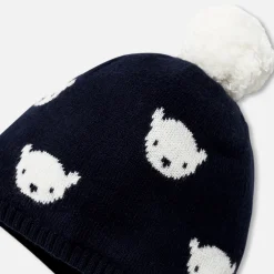 Jacadi Bonnet bébé garçon à pompon - MARINE/BLANC Sale
