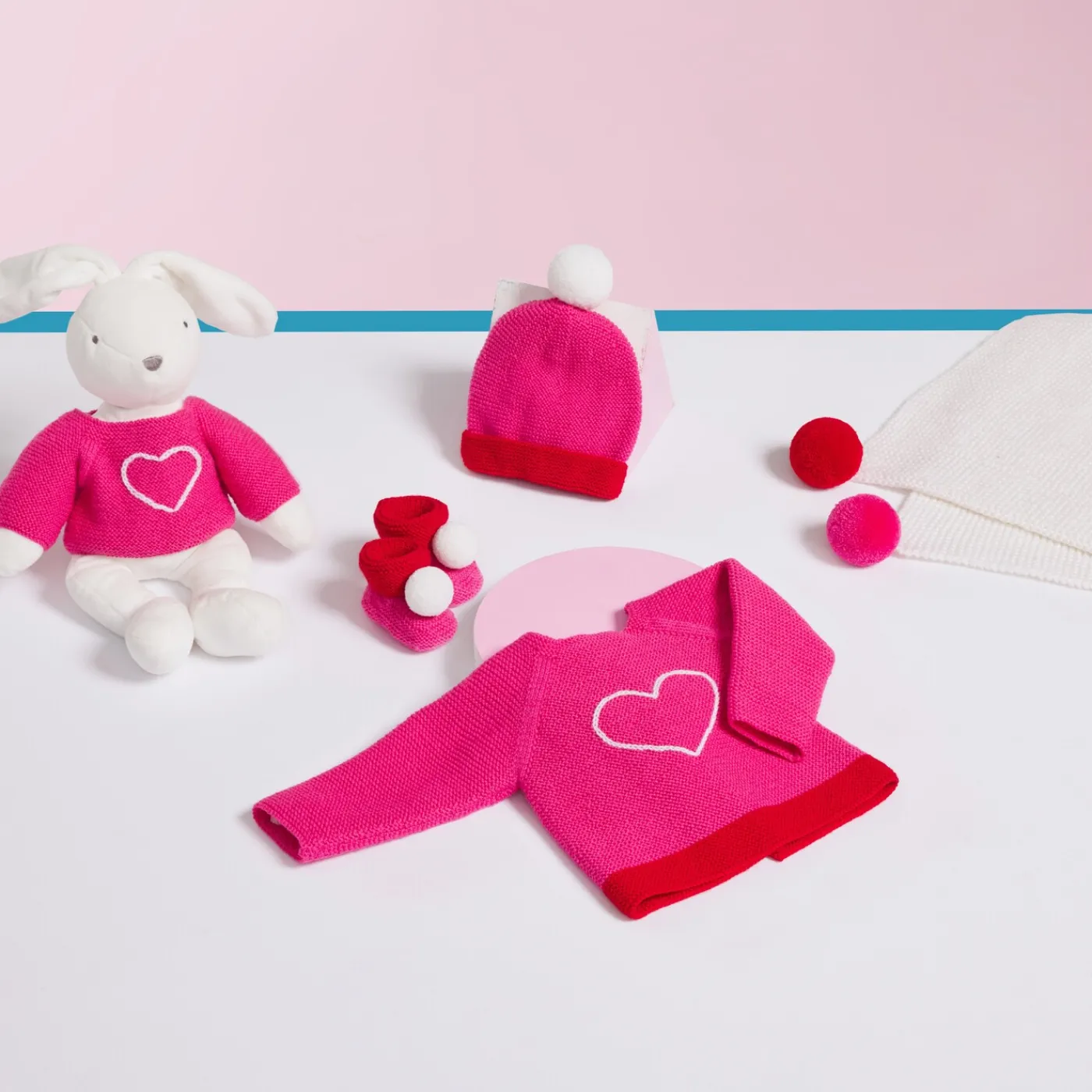 Jacadi Bonnet Love Maille collection solidaire - ROSE/ROUGE Hot