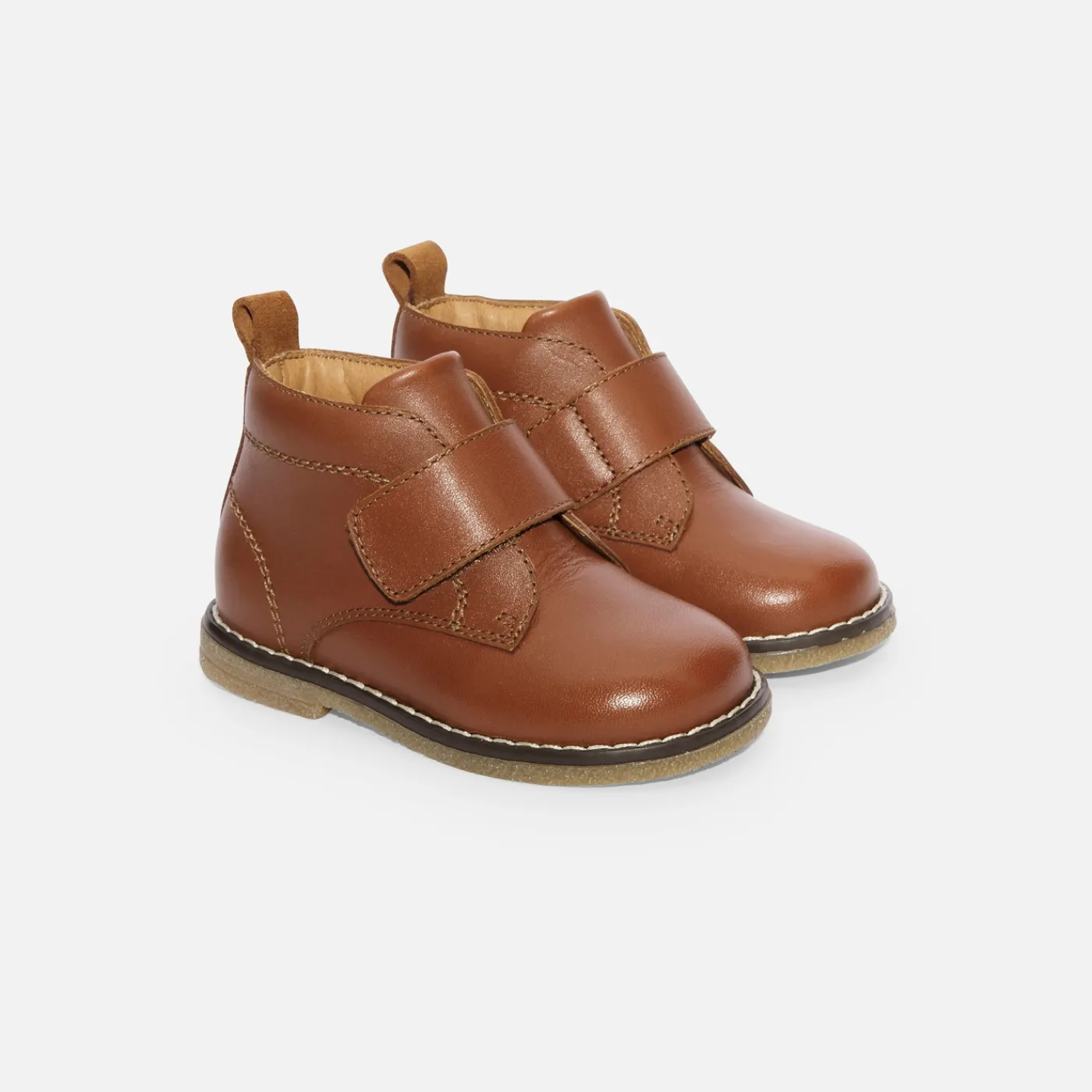 Jacadi Bottillons bébé garçon en cuir lisse - NATUREL