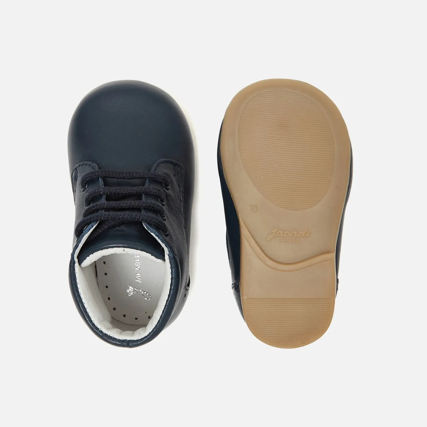 Jacadi Bottillons premiers pas mixte en cuir lisse - marine MARINE JACADI Outlet