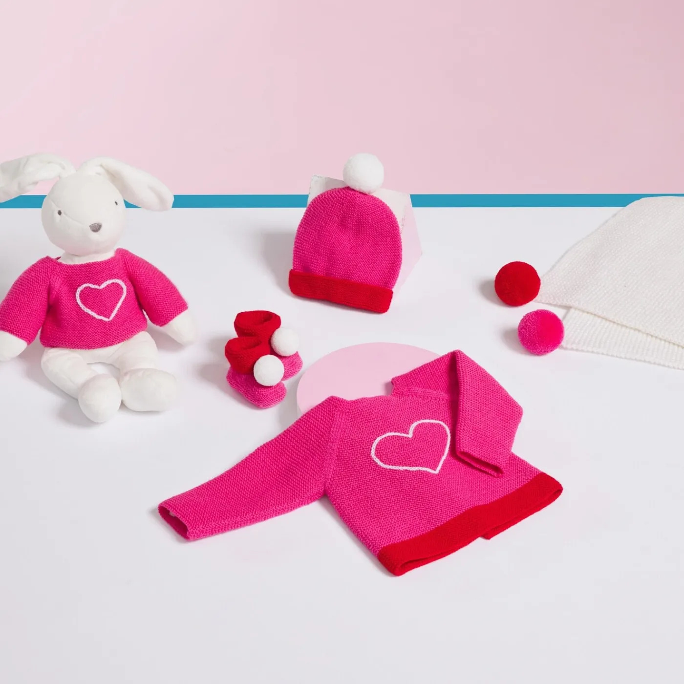 Jacadi Brassière Love Maille collection solidaire - ROSE/ROUGE New