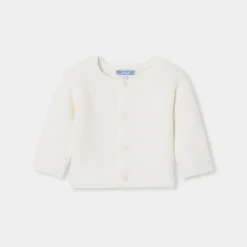 Jacadi Cardigan bébé en laine et coton - blanc doux BLANC DOUX JACADI Clearance