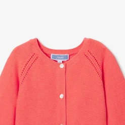 Jacadi Cardigan bébé fille en point mousse CORAIL FLUO New