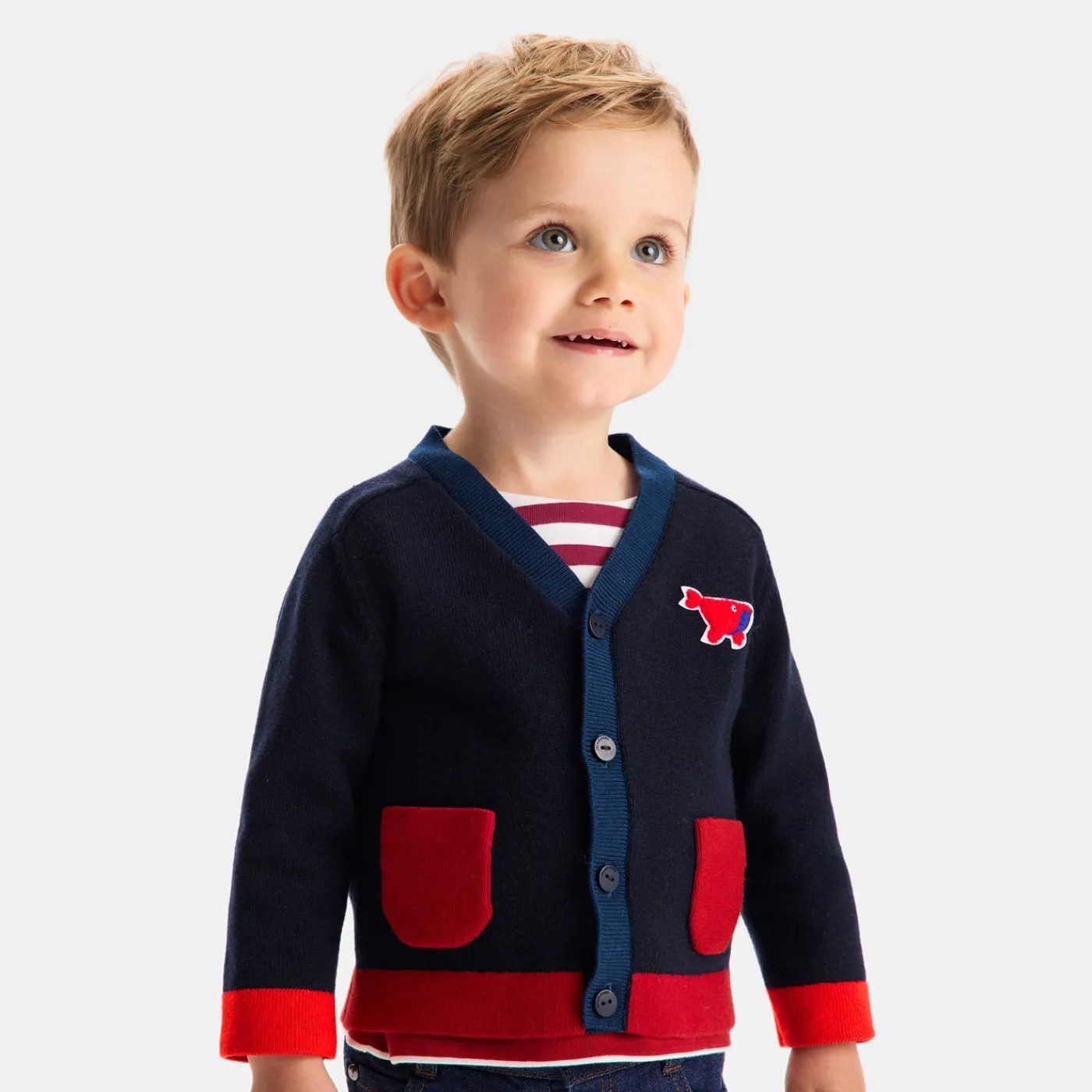 Jacadi Cardigan bébé garçon - MARINE/ROUGE Clearance