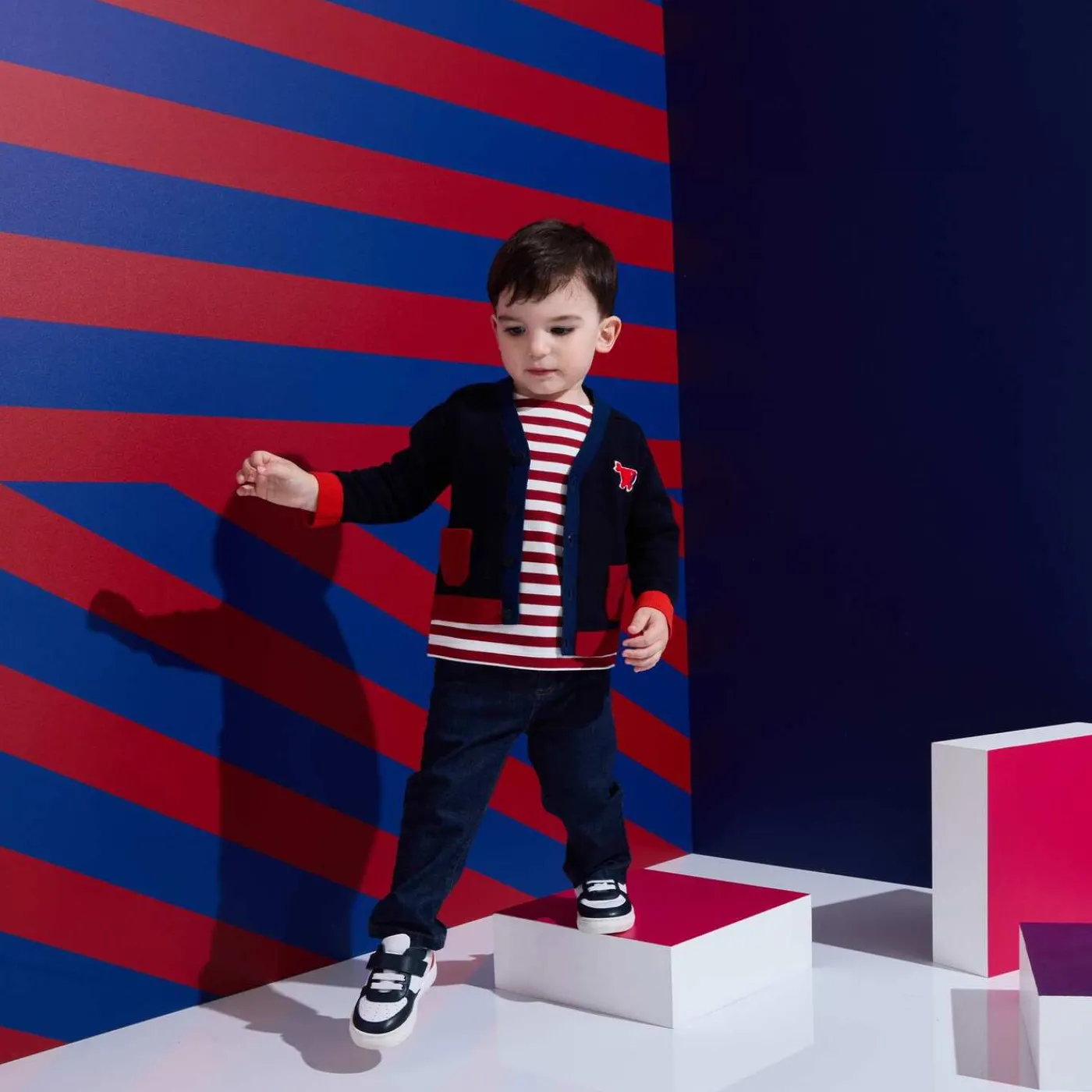 Jacadi Cardigan bébé garçon - MARINE/ROUGE Clearance