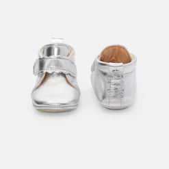 Jacadi Chaussons bébé fille en cuir irisé - ARGENT New