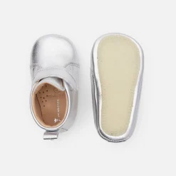 Jacadi Chaussons bébé fille en cuir irisé - ARGENT New