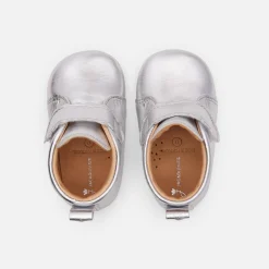 Jacadi Chaussons bébé fille en cuir irisé - ARGENT New