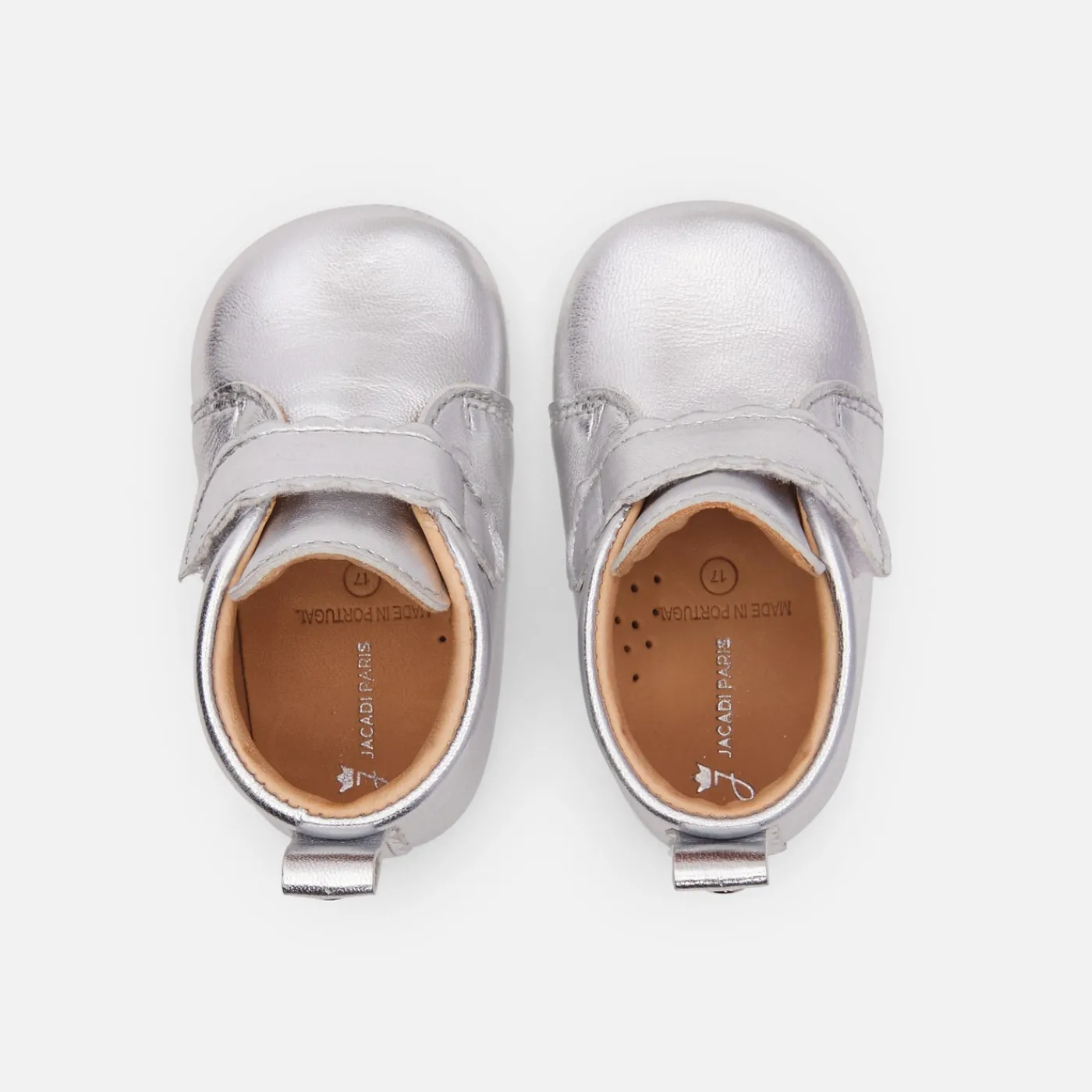 Jacadi Chaussons bébé fille en cuir irisé - ARGENT New