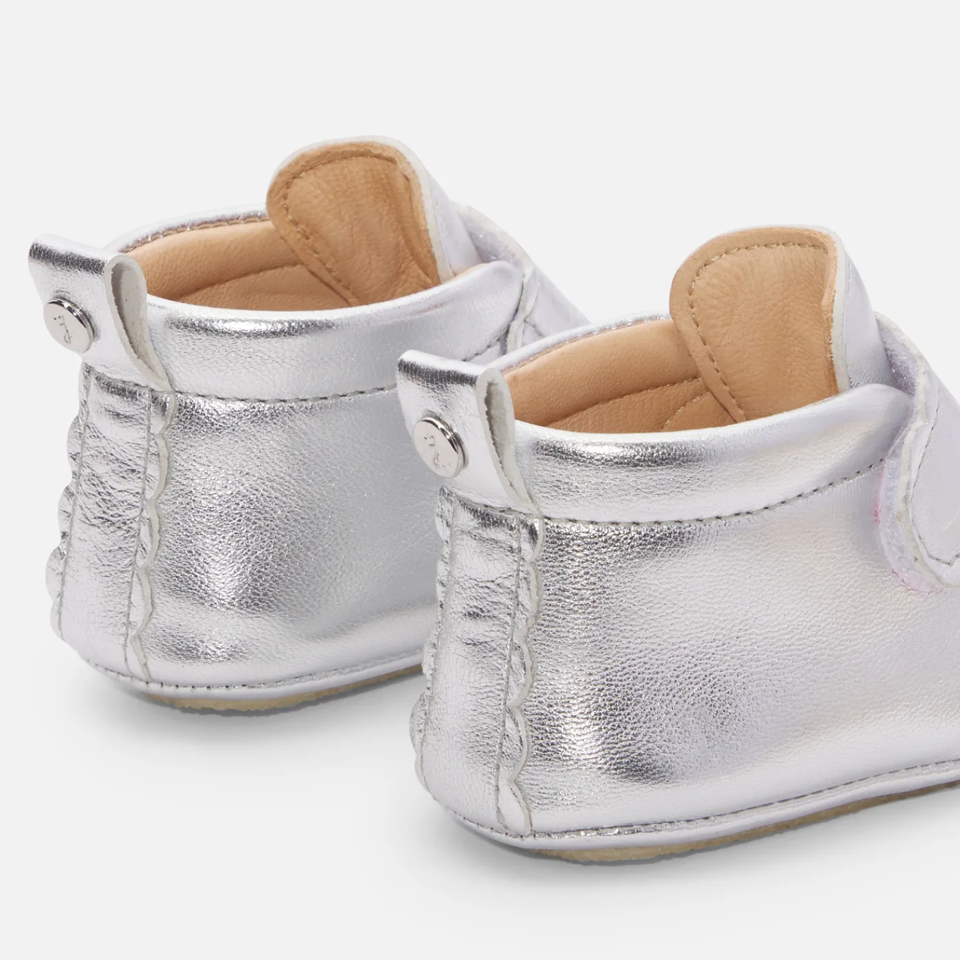 Jacadi Chaussons bébé fille en cuir irisé - ARGENT New