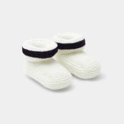 Jacadi Chaussons Love Maille Collection Solidaire - ECRU/MARINE Clearance