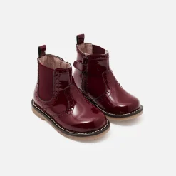Jacadi Chelsea boots bébé fille en cuir verni - BORDEAUX Best