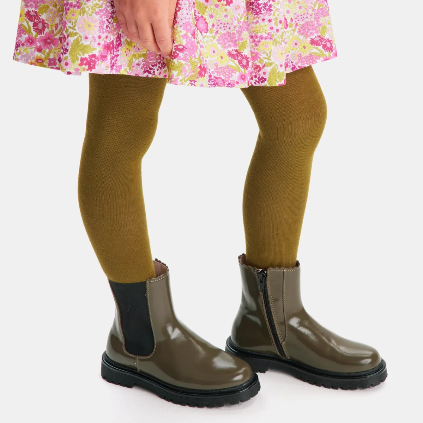 Jacadi Chelsea boots enfant fille en cuir lisse - KAKI New