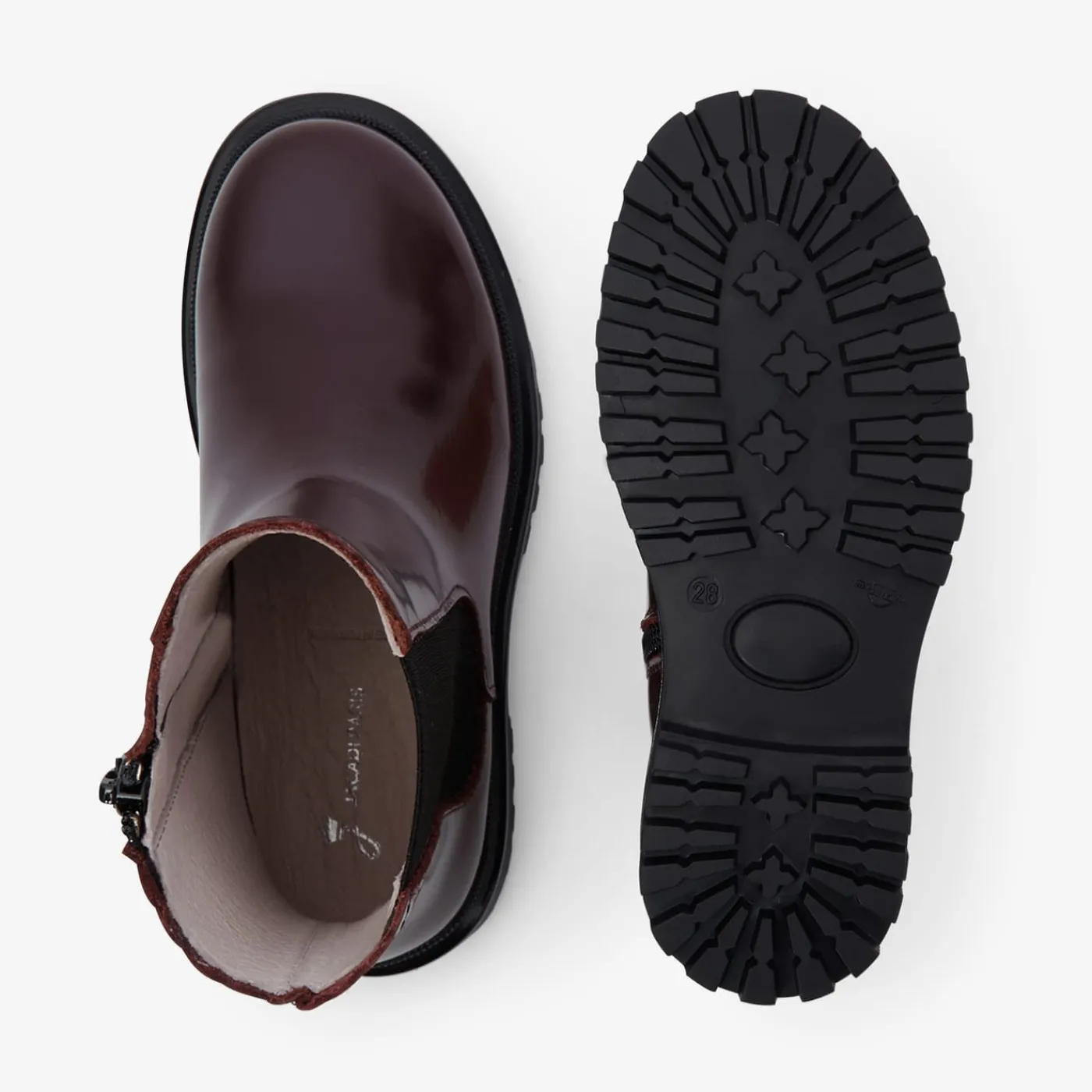 Jacadi Chelsea boots enfant fille en cuir lisse - BORDEAUX Outlet