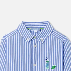 Jacadi Chemise enfant garçon en popeline rayée - BLANC/BLEU Discount