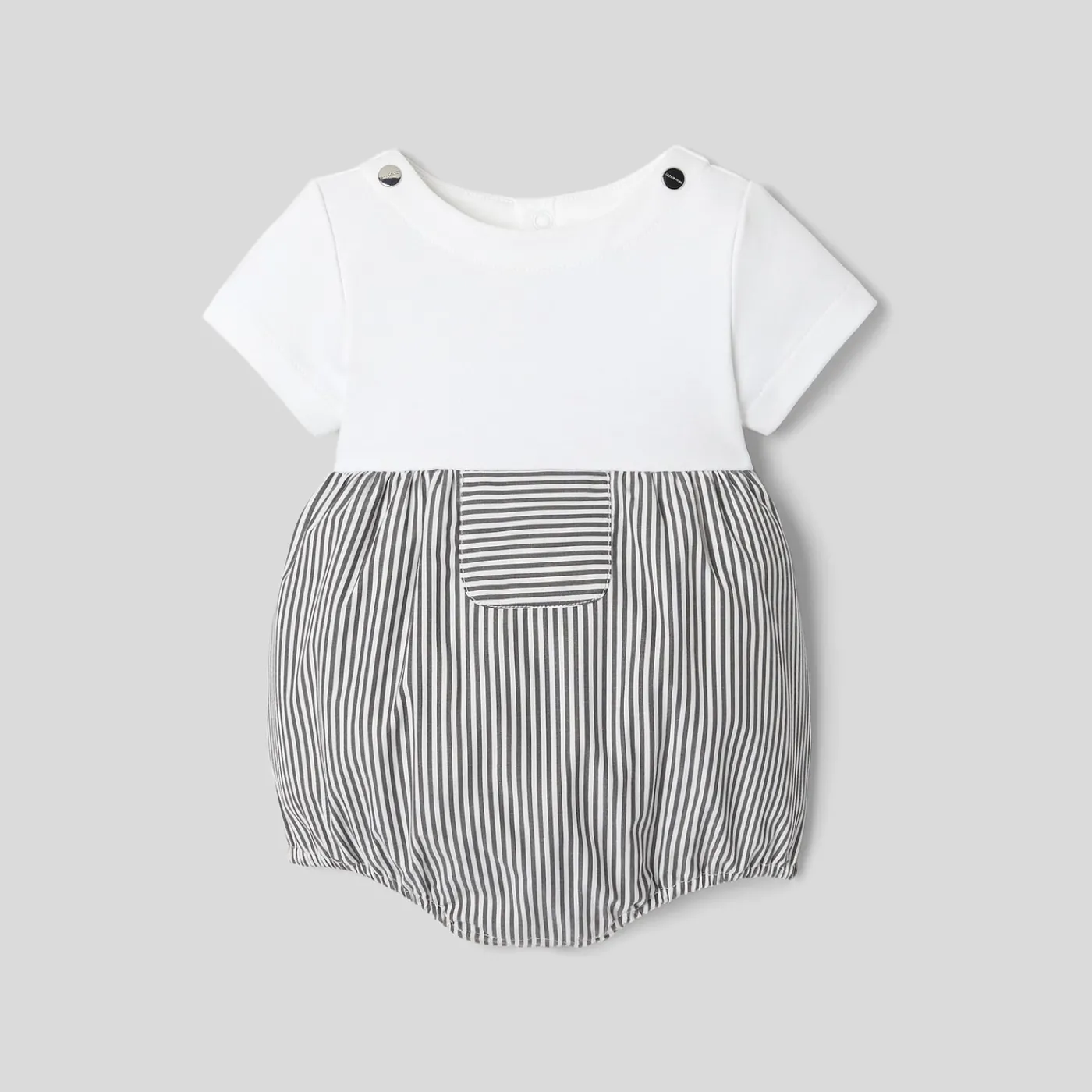 Jacadi Combinaison bébé garçon bi-matière - BLANC/GRIS Outlet