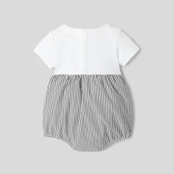 Jacadi Combinaison bébé garçon bi-matière - BLANC/GRIS Outlet
