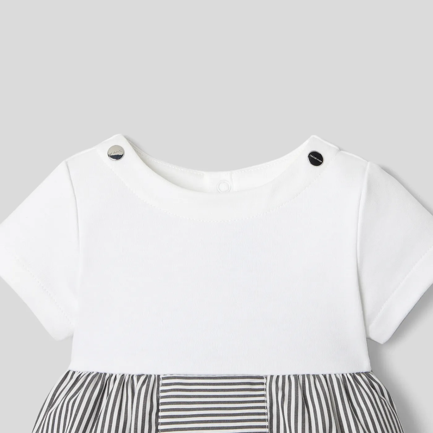 Jacadi Combinaison bébé garçon bi-matière - BLANC/GRIS Outlet