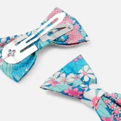 Jacadi Duo de barettes enfant fille en tissu Liberty - ROSE/VERT
