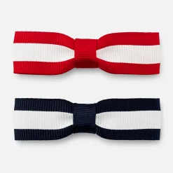 Jacadi Duo de barrettes à nœud plat enfant fille - MARINE/ROUGE