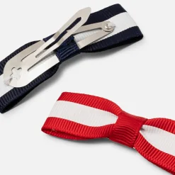 Jacadi Duo de barrettes à nœud plat enfant fille - MARINE/ROUGE