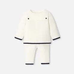 Jacadi Ensemble bébé en laine point mousse - blanc doux BLANC DOUX JACADI New