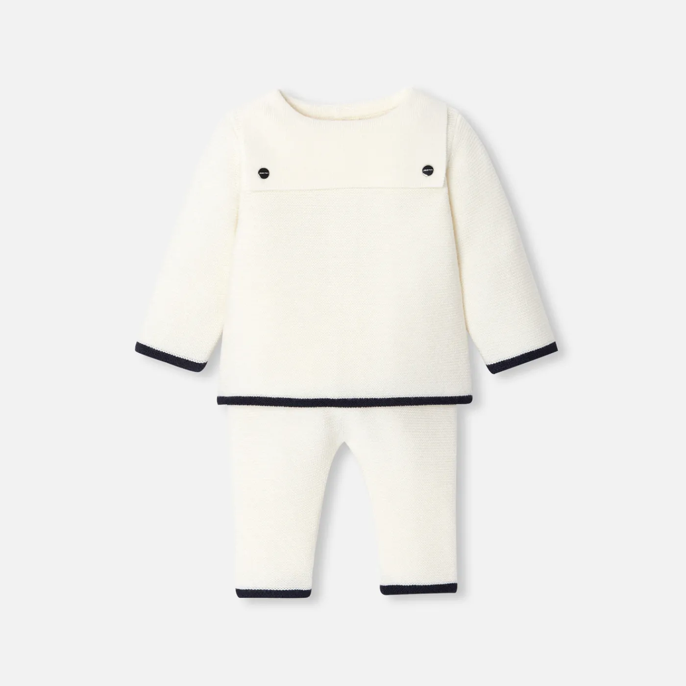 Jacadi Ensemble bébé en laine point mousse - blanc doux BLANC DOUX JACADI New