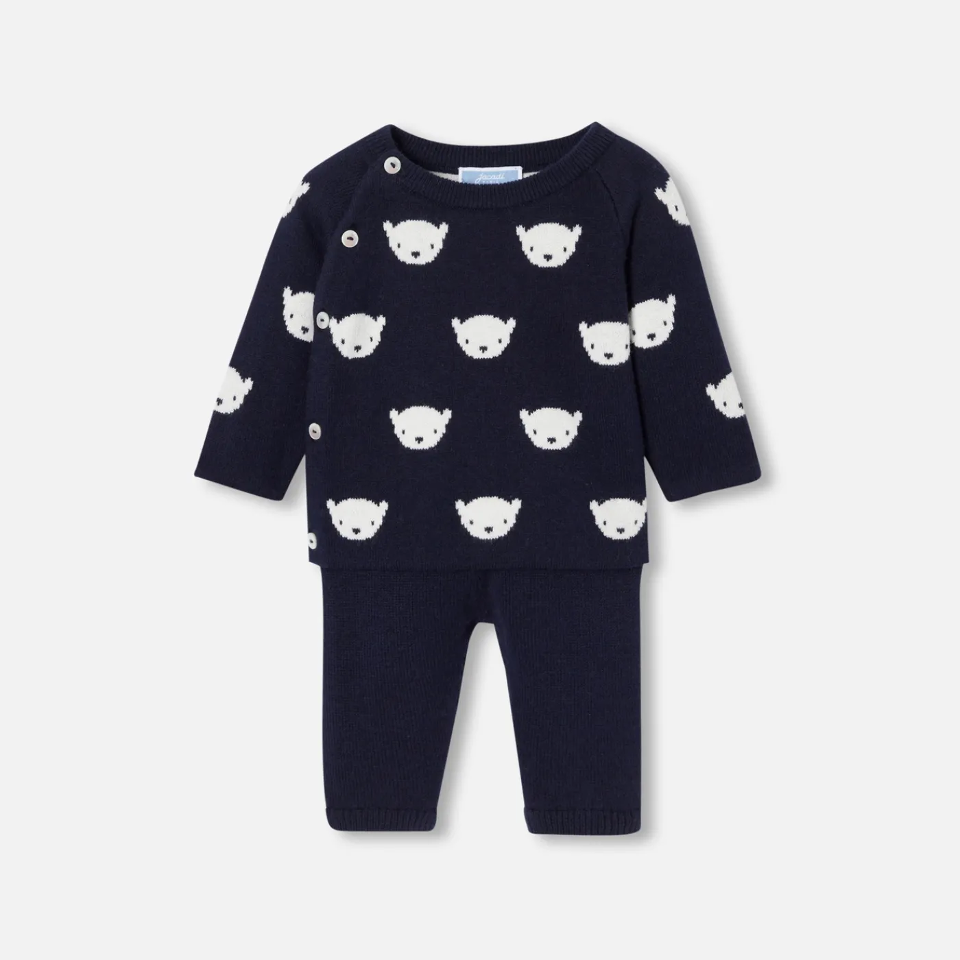 Jacadi Ensemble bébé en tricot jersey - MARINE/ECRU New