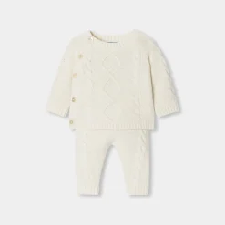 Jacadi Ensemble bébé en tricot torsadé - blanc doux BLANC DOUX JACADI