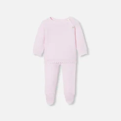 Jacadi Ensemble bébé fille en point mousse - rose pale ROSE PALE JACADI Discount