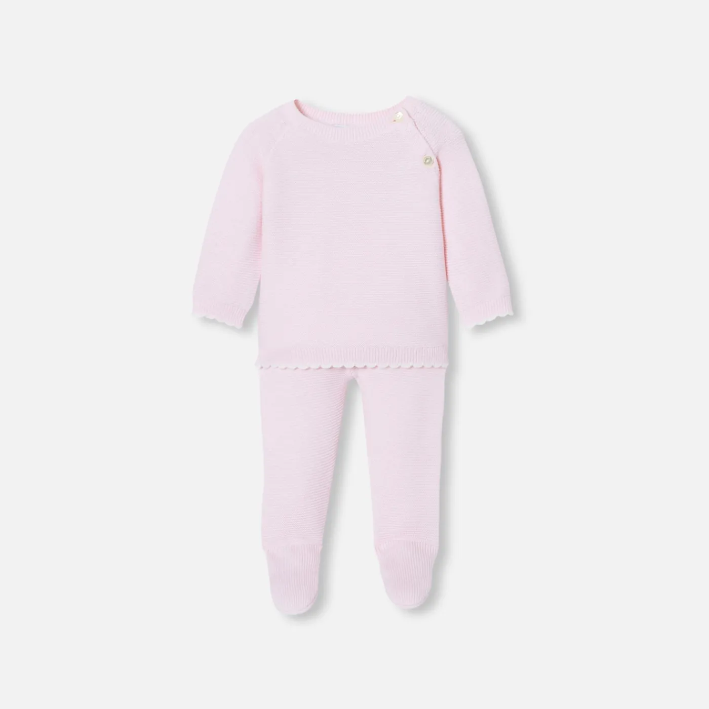 Jacadi Ensemble bébé fille en point mousse - rose pale ROSE PALE JACADI Discount
