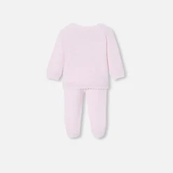 Jacadi Ensemble bébé fille en point mousse - rose pale ROSE PALE JACADI Discount