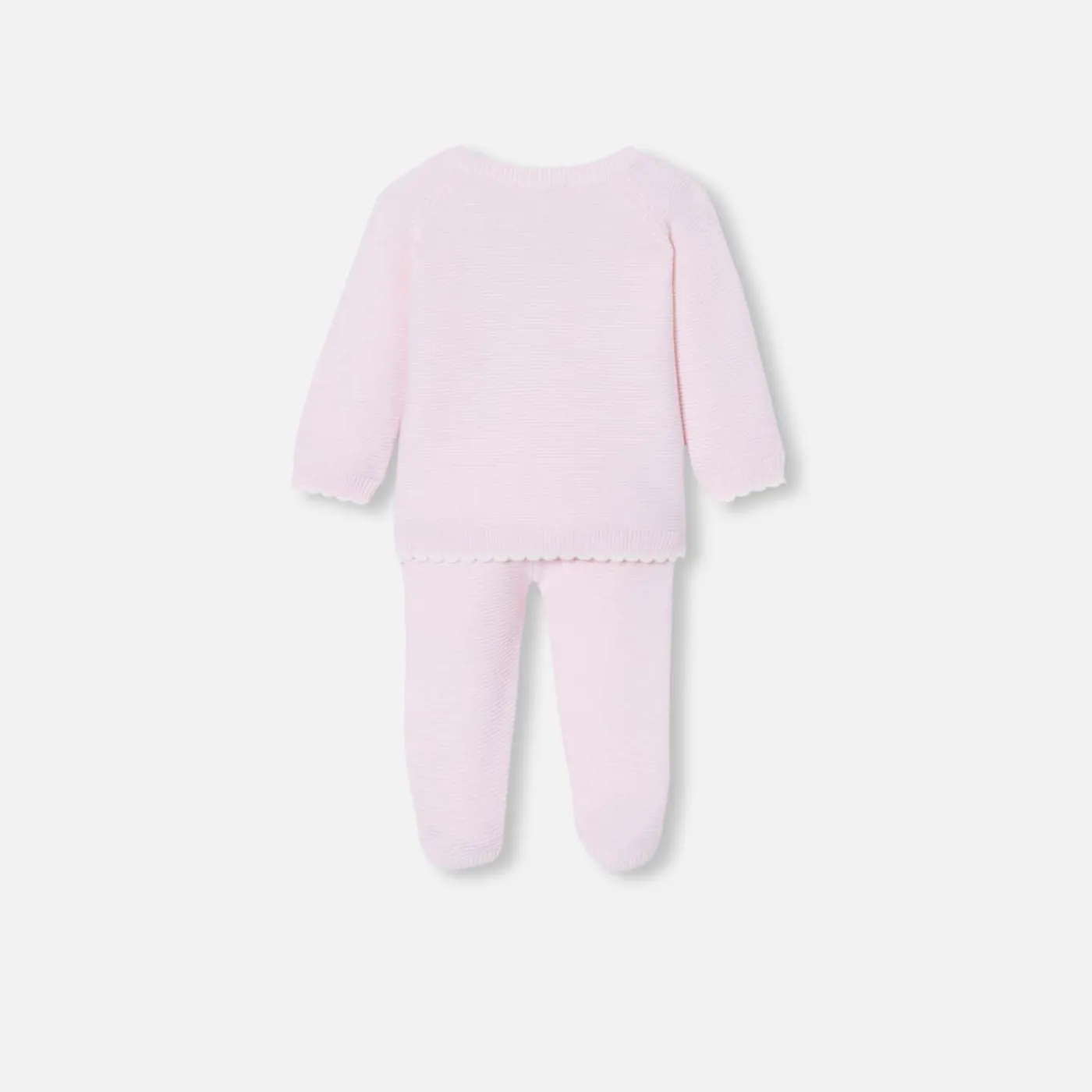 Jacadi Ensemble bébé fille en point mousse - rose pale ROSE PALE JACADI Discount
