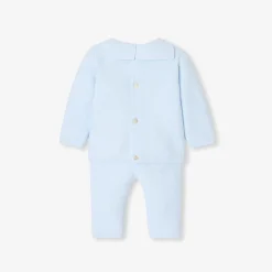 Jacadi Ensemble bébé garçon en point mousse - BLEU PALE Discount