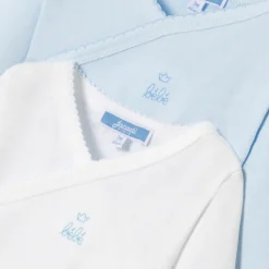 Jacadi Lot de 2 bodies manches longues bébé garçon - BLANC/BLEU Discount