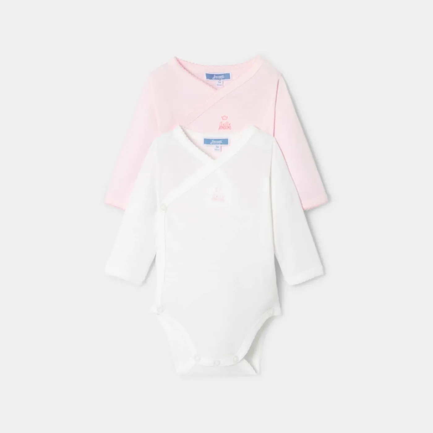Jacadi Lot de 2 bodies manches longues bébé fille - ROSE/BLANC Clearance
