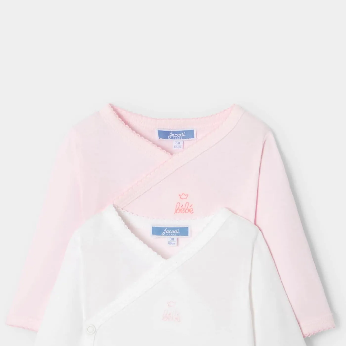 Jacadi Lot de 2 bodies manches longues bébé fille - ROSE/BLANC Clearance