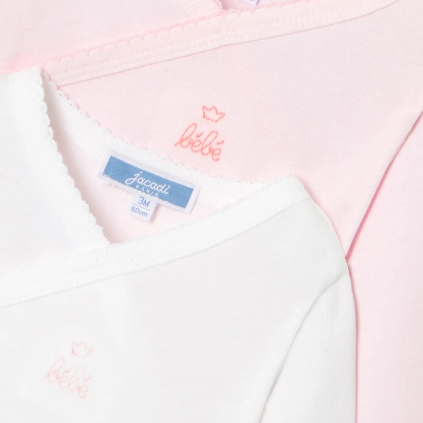 Jacadi Lot de 2 bodies manches longues bébé fille - ROSE/BLANC Clearance
