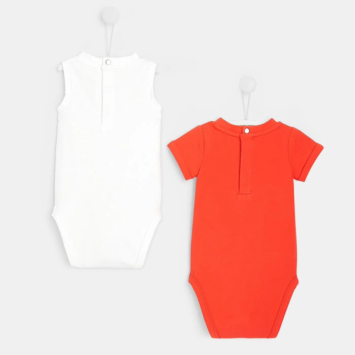 Jacadi Lot de 2 bodys bébé BLANC/ORANGE Hot