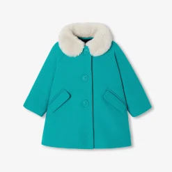 Jacadi Manteau bébé fille en drap de laine - VERT ROSEAU Outlet