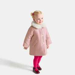 Jacadi Manteau bébé fille en drap de laine - ROSE CHINE Sale
