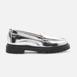 Jacadi Mocassins enfant fille en cuir glacé - ARGENT